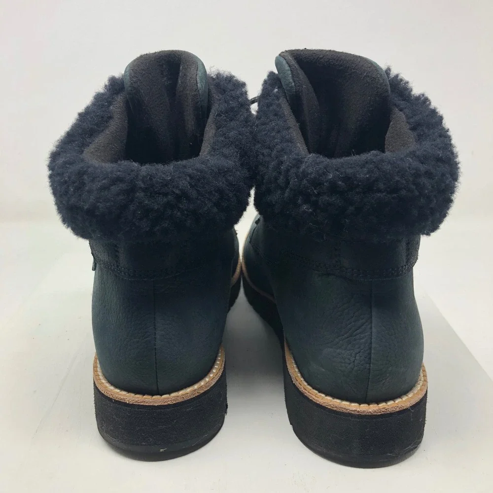 Cole Haan Grand Explore Hiker Boots Womens 9.5 Black Leather Shearling Hiking